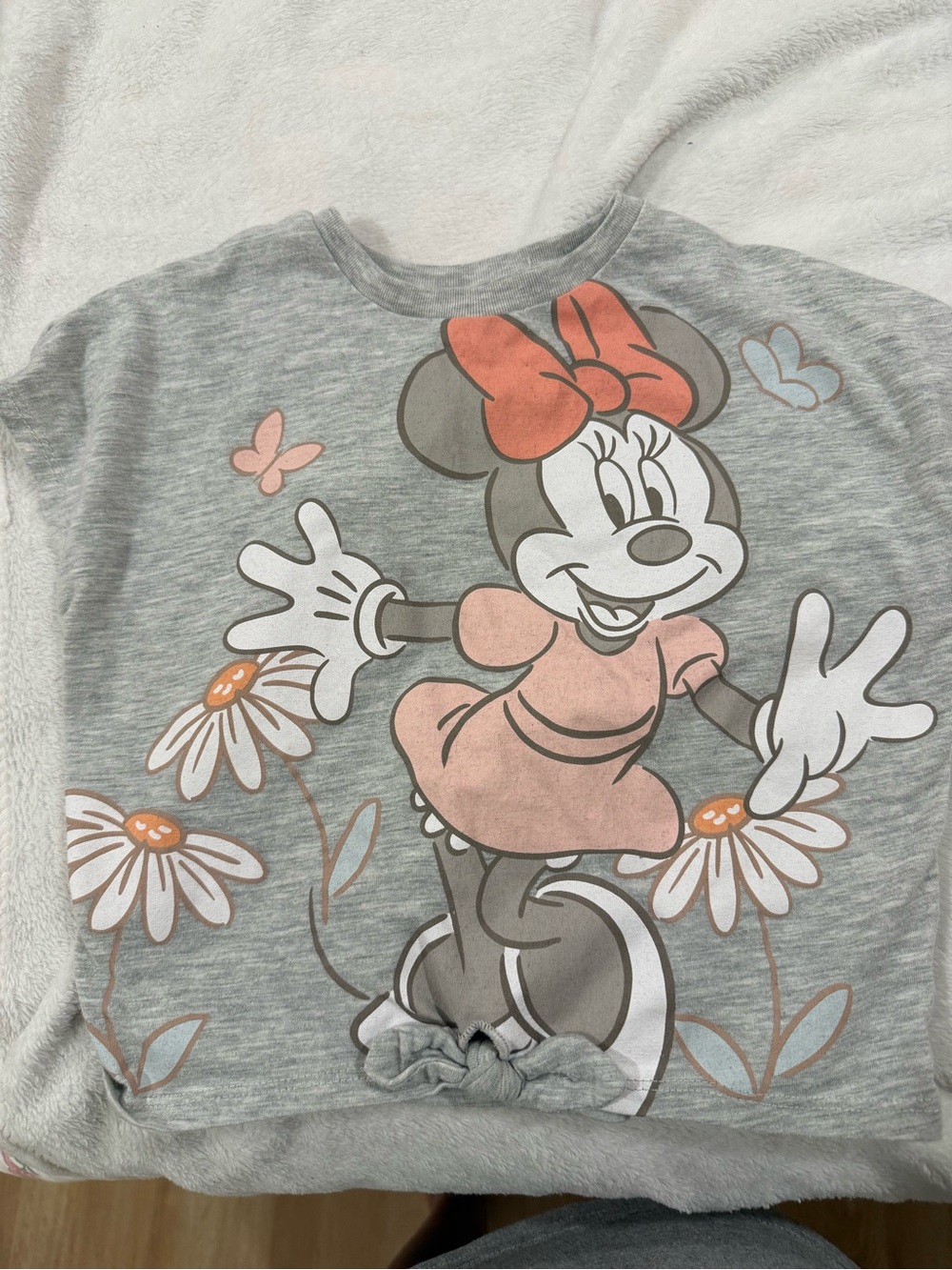 Disney Minnie Mouse Heather Gray Tee with Pink Accents